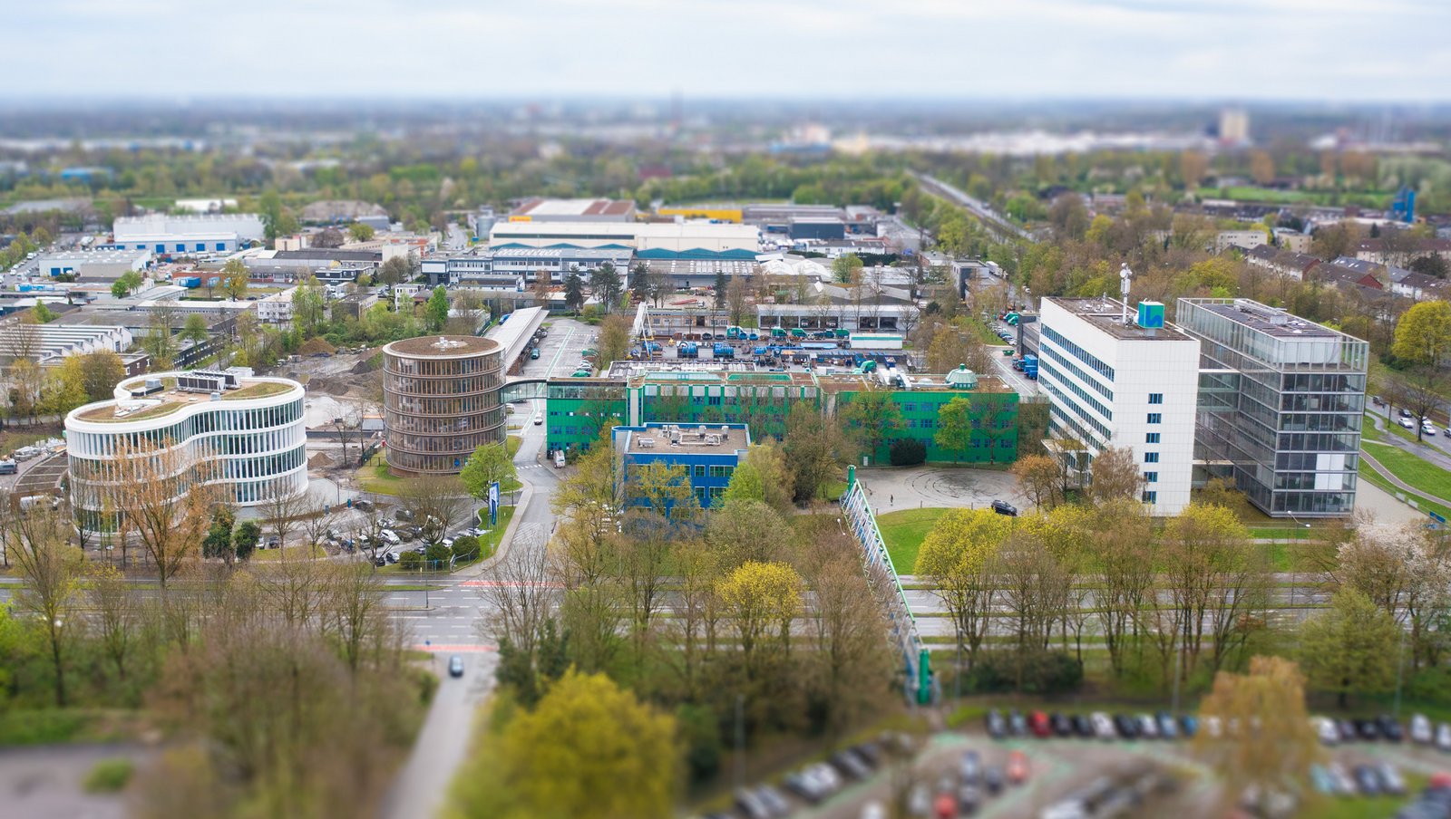 Das Gelsenwasser-Quartier im Mai 2024 aus der Luft: Nachhaltigkeit steht bei der Entwicklung im Fokus