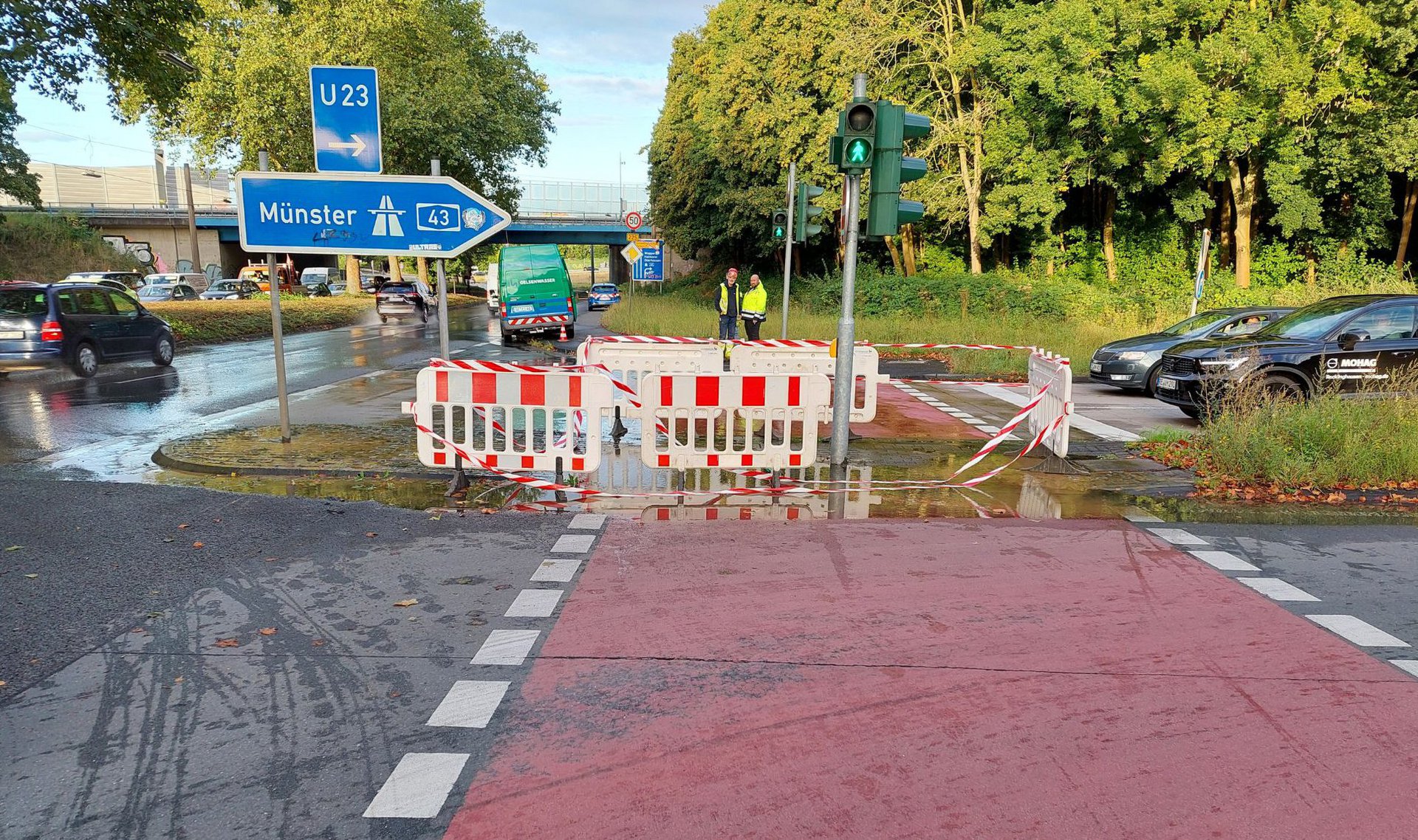 Der Rohrschaden in Recklinghausen auf der Akkoallee