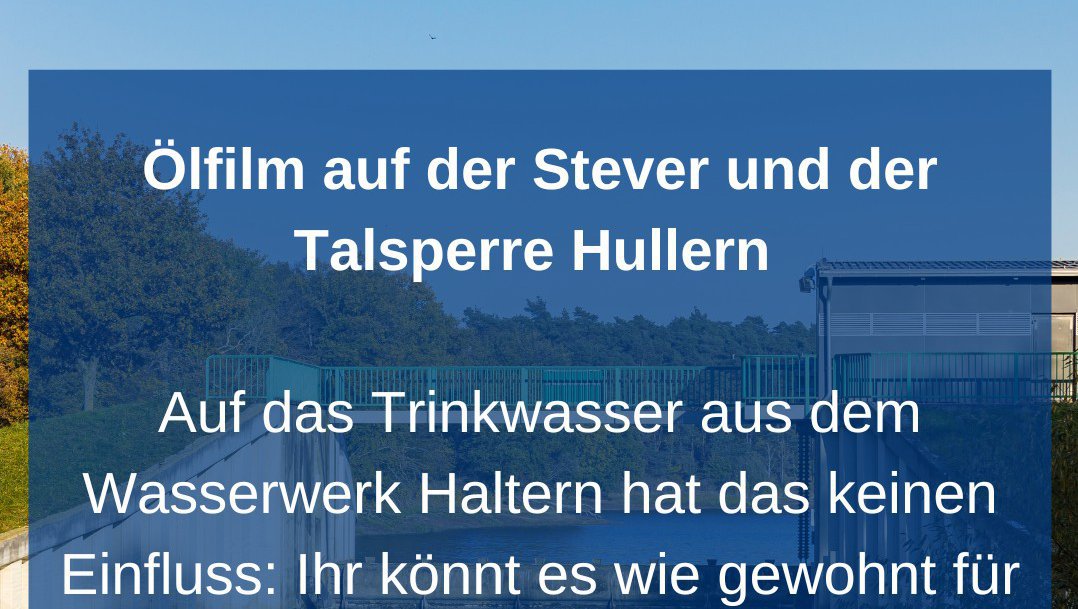 Ölfilm auf Stever und Hullerner Stausee festgestellt