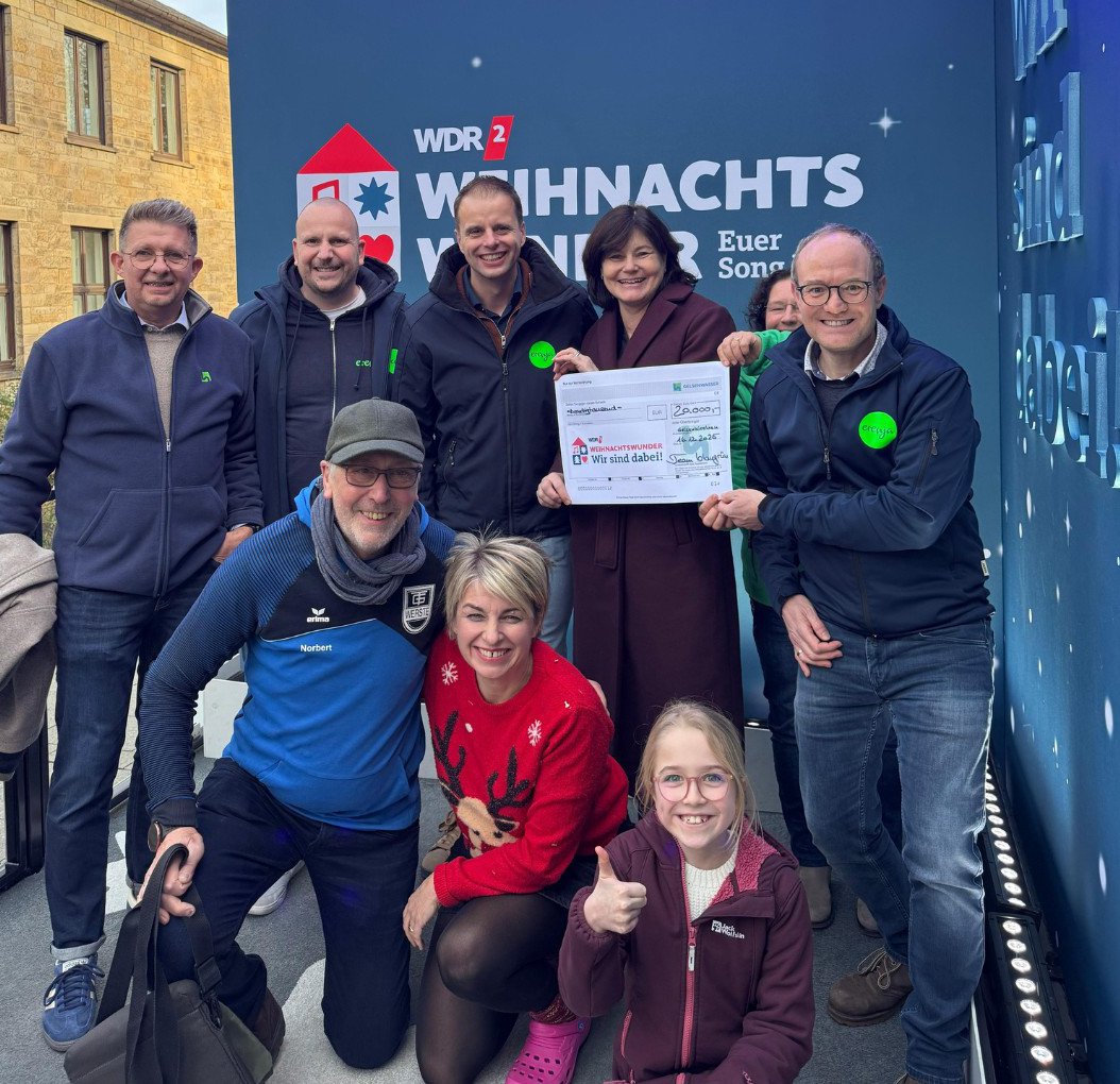 Das Team blau-grün mit Sabine Heinrich in Essen.